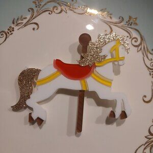Oversized Laser Cut Acrylic Carousel Horse Pin